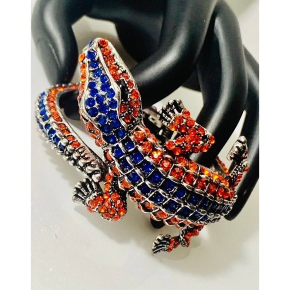 Rhinestone Crocodile Hinged Bangle Bracelet - Picture 12 of 12